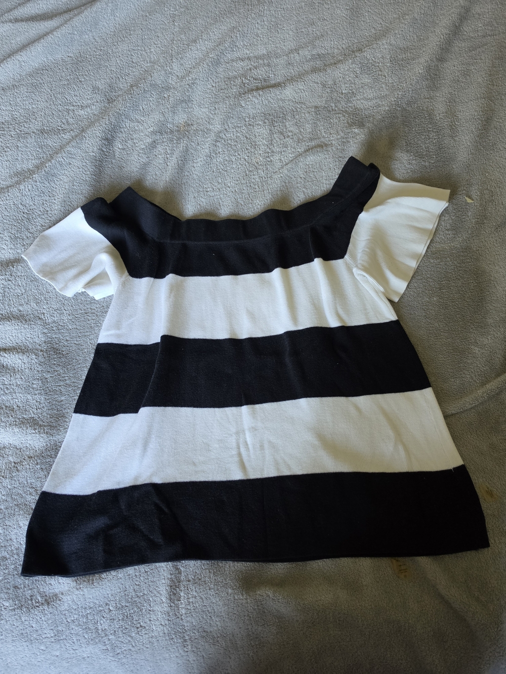 LOFT Navy and White Striped Off-Shoulder Tunic